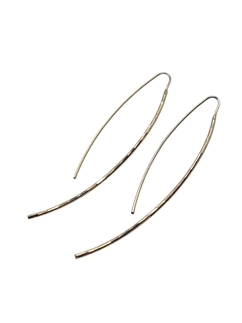 Minimalist Gold Tone Threader Pull Through Dangle Earrings Modern, VGC